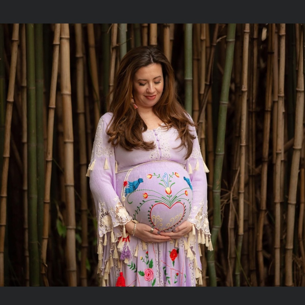 FILLYBOO little bear hand embroidered dress purple size M